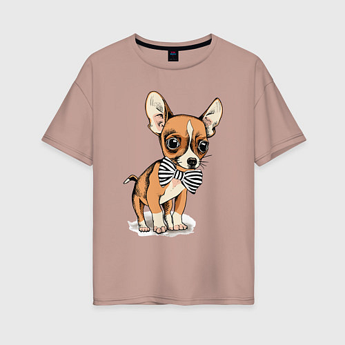 Женская футболка оверсайз Чихуахуа с бабочкой / Пыльно-розовый – фото 1