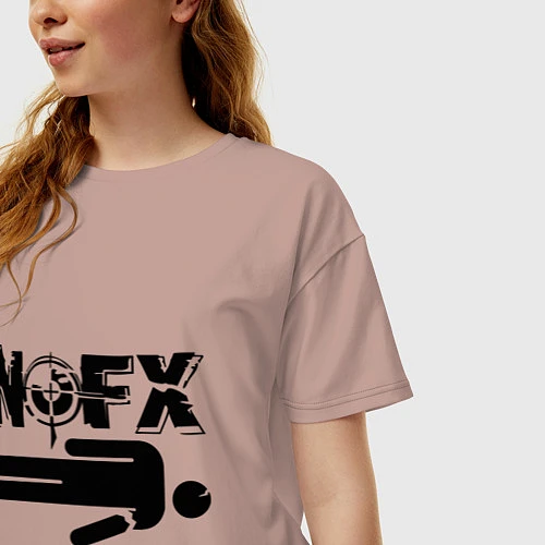 Женская футболка оверсайз NOFX crushman / Пыльно-розовый – фото 3