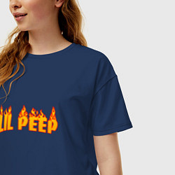 Футболка оверсайз женская Lil Peep: Hell Flame, цвет: тёмно-синий — фото 2