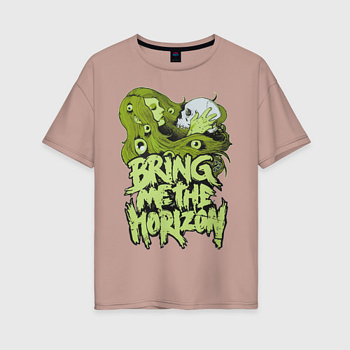 Женская футболка оверсайз Bring Me The Horizon: Green Girl / Пыльно-розовый – фото 1