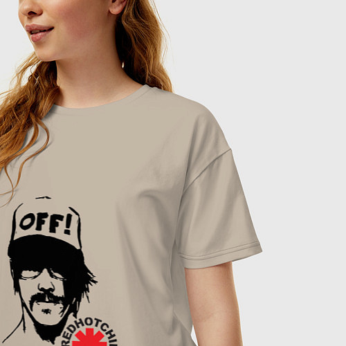 Женская футболка оверсайз Red Hot Chili Peppers: Off / Миндальный – фото 3