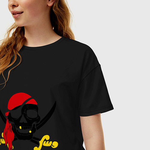 Женская футболка оверсайз Пиратская футболка / Черный – фото 3