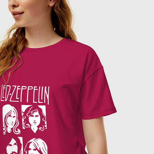 Женская футболка оверсайз Led Zeppelin Band / Маджента – фото 3