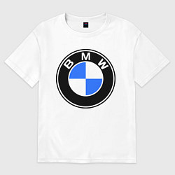 Футболка оверсайз женская Logo BMW, цвет: белый