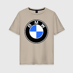 Футболка оверсайз женская Logo BMW, цвет: миндальный