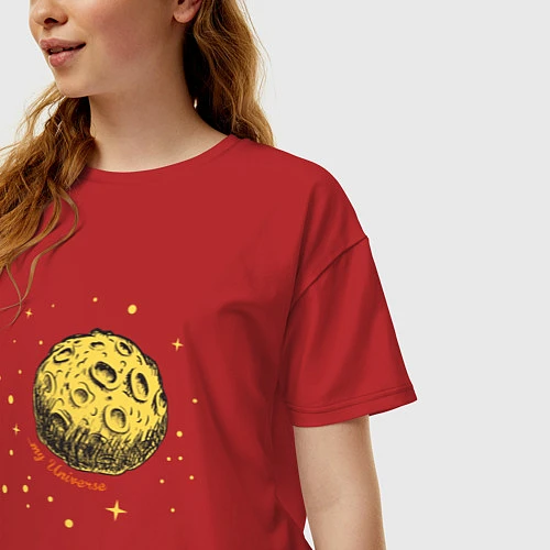 Женская футболка оверсайз My Universe: Moon / Красный – фото 3