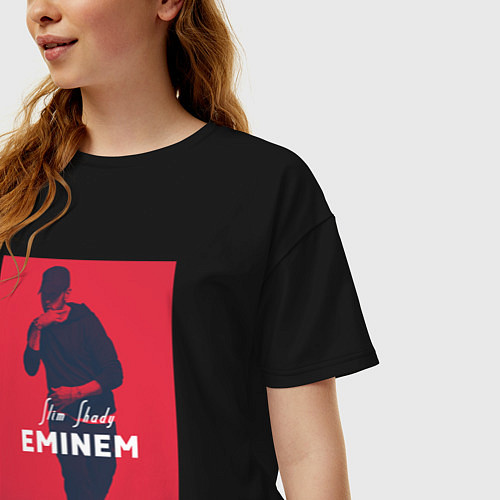 Женская футболка оверсайз Slim Shady: Eminem / Черный – фото 3