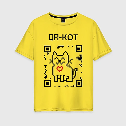 Женская футболка оверсайз QR-code-kote / Желтый – фото 1