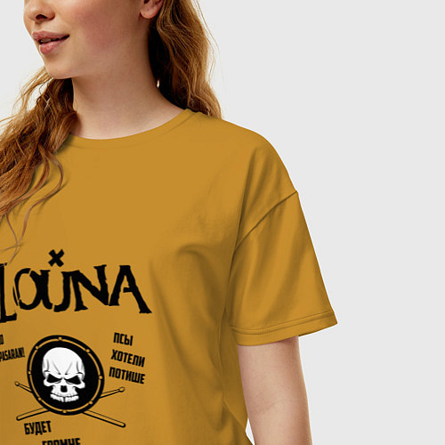 Женская футболка оверсайз Louna: Громче и злей / Горчичный – фото 3