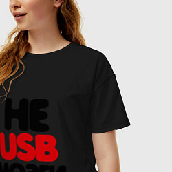Футболка оверсайз женская Не usb мне мозги, цвет: черный — фото 2