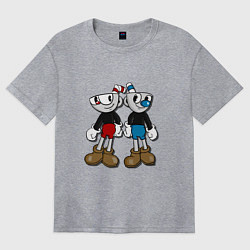 Футболка оверсайз женская Cuphead: Mugman Friends, цвет: меланж