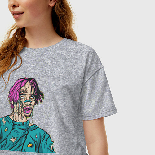 Женская футболка оверсайз Lil Peep: Zombie Face / Меланж – фото 3