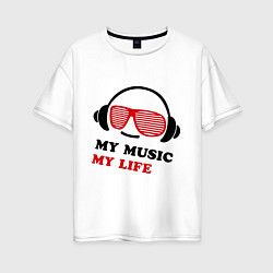 Женская футболка оверсайз My music my life