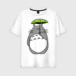 Футболка оверсайз женская Totoro с зонтом цвета белый — фото 1