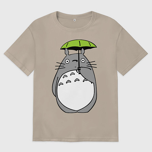 Женская футболка оверсайз Totoro с зонтом / Миндальный – фото 1