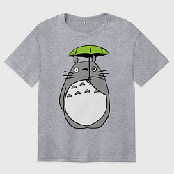 Футболка оверсайз женская Totoro с зонтом, цвет: меланж