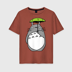 Женская футболка оверсайз Totoro с зонтом