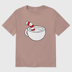 Футболка оверсайз женская Red Cuphead, цвет: пыльно-розовый