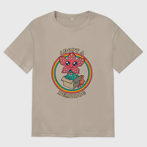 Женская футболка оверсайз Adopt a Demodog / Миндальный – фото 1
