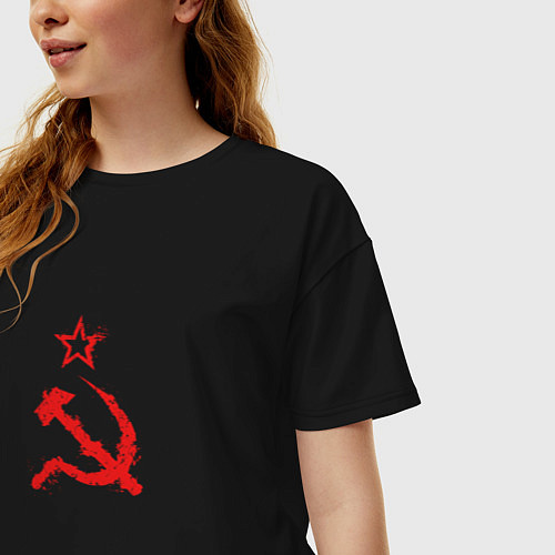 Женская футболка оверсайз Atomic Heart: СССР / Черный – фото 3