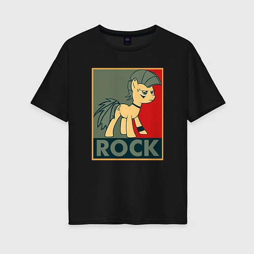 Женская футболка оверсайз Rock Pony / Черный – фото 1