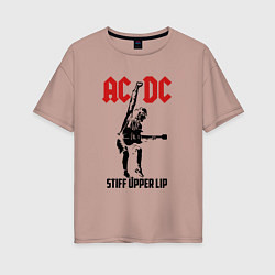 Футболка оверсайз женская AC/DC: Stiff Upper Lip, цвет: пыльно-розовый