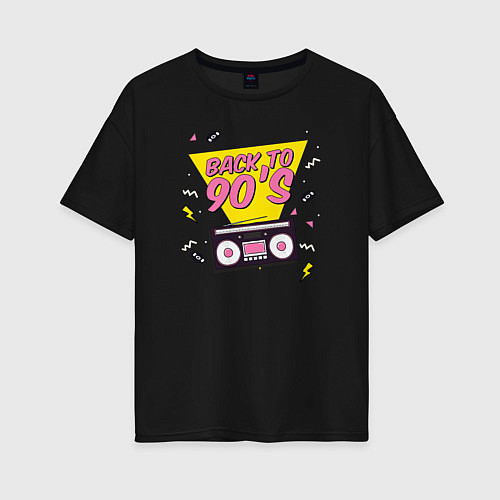 Женская футболка оверсайз Back to 90s / Черный – фото 1