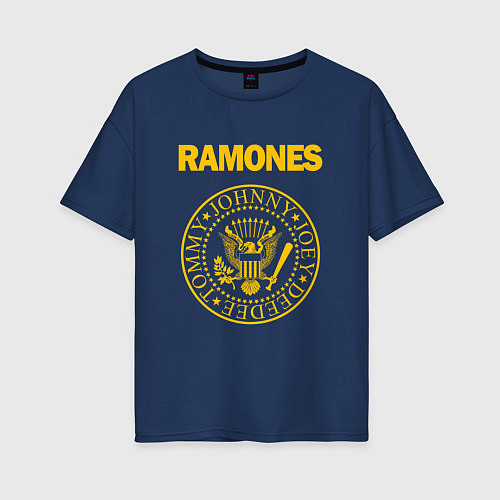 Женская футболка оверсайз Ramones / Тёмно-синий – фото 1