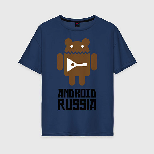 Женская футболка оверсайз Android Russia / Тёмно-синий – фото 1