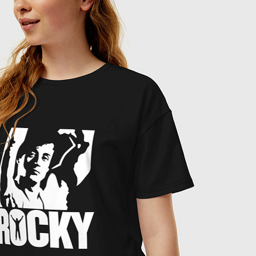 Женская футболка оверсайз Rocky Balboa / Черный – фото 3