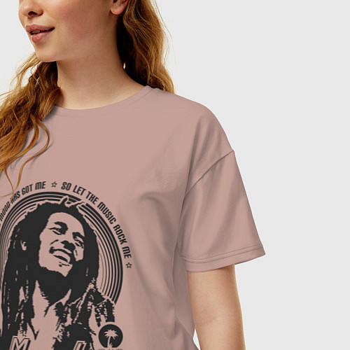 Женская футболка оверсайз Bob Marley: Island / Пыльно-розовый – фото 3