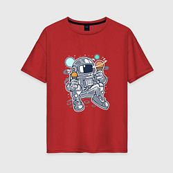 Футболка оверсайз женская Космонавт-сладкоежка, цвет: красный