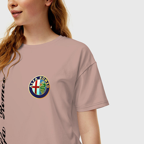 Женская футболка оверсайз Alfa Romeo Automobiles S p A / Пыльно-розовый – фото 3