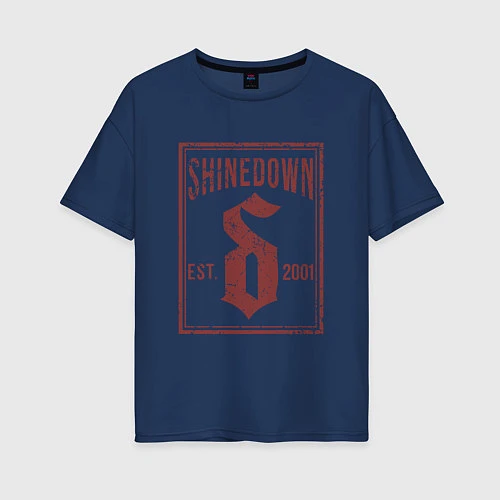 Женская футболка оверсайз Shinedown est 2001 / Тёмно-синий – фото 1