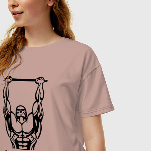 Женская футболка оверсайз Стрит воркаут чемпион / Пыльно-розовый – фото 3