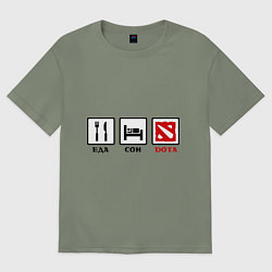 Футболка оверсайз женская Еда, сон и Dota, цвет: авокадо