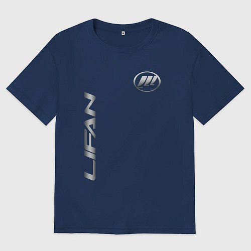 Женская футболка оверсайз Lifan с лого / Тёмно-синий – фото 1