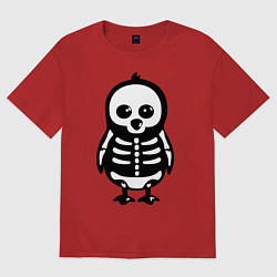 Футболка оверсайз женская Рентген пингвина, цвет: красный