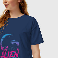 Футболка оверсайз женская Alien: Retro Style, цвет: тёмно-синий — фото 2