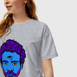 Футболка оверсайз женская Childish Gambino синяя голова, цвет: меланж — фото 2
