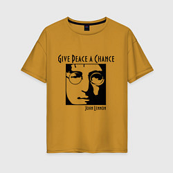 Футболка оверсайз женская Give Peace a Chance, цвет: горчичный