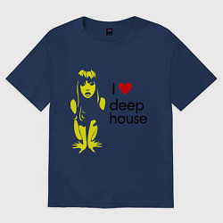 Футболка оверсайз женская I love deep house, цвет: тёмно-синий