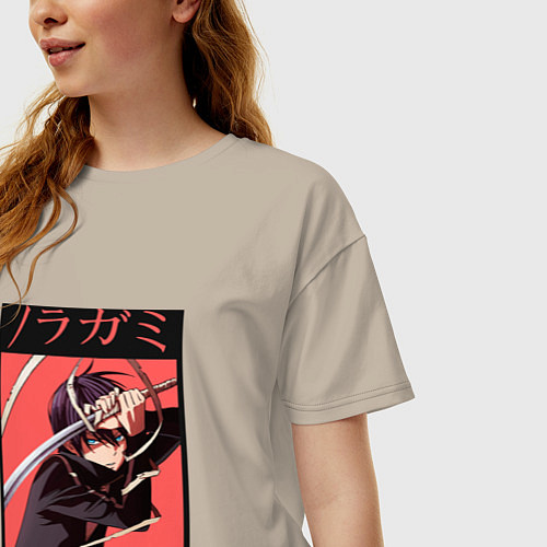 Женская футболка оверсайз Бездомный бог / Миндальный – фото 3