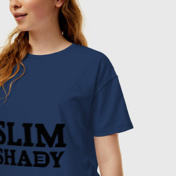 Футболка оверсайз женская Slim Shady: Big E, цвет: тёмно-синий — фото 2