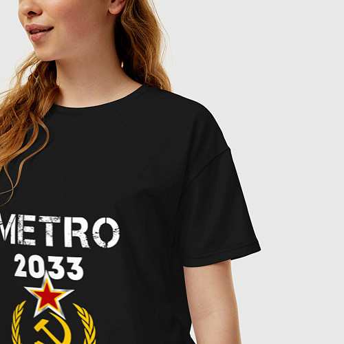 Женская футболка оверсайз Metro 2033 / Черный – фото 3