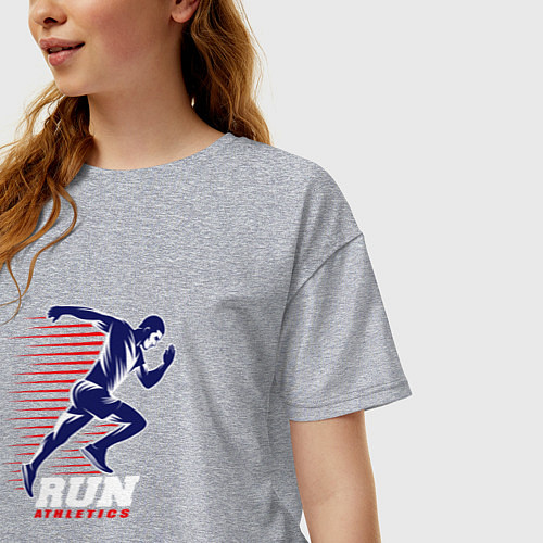 Женская футболка оверсайз Fast Run / Меланж – фото 3