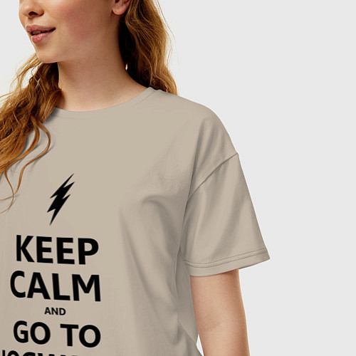 Женская футболка оверсайз Keep Calm & Go To Hogwarts / Миндальный – фото 3