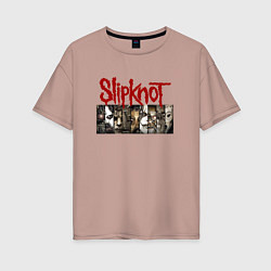 Футболка оверсайз женская Slipknot Faces, цвет: пыльно-розовый