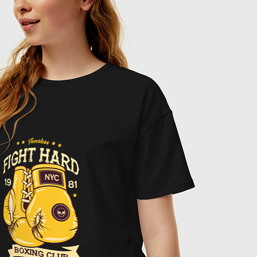 Женская футболка оверсайз Fight Hard 1901 / Черный – фото 3