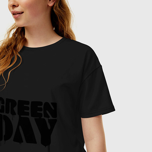 Женская футболка оверсайз Greeen Day: spray style / Черный – фото 3